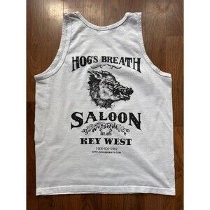 HOGS BREATH SALOON Tank Top White SML Key West Florida Better than No Breath VTG